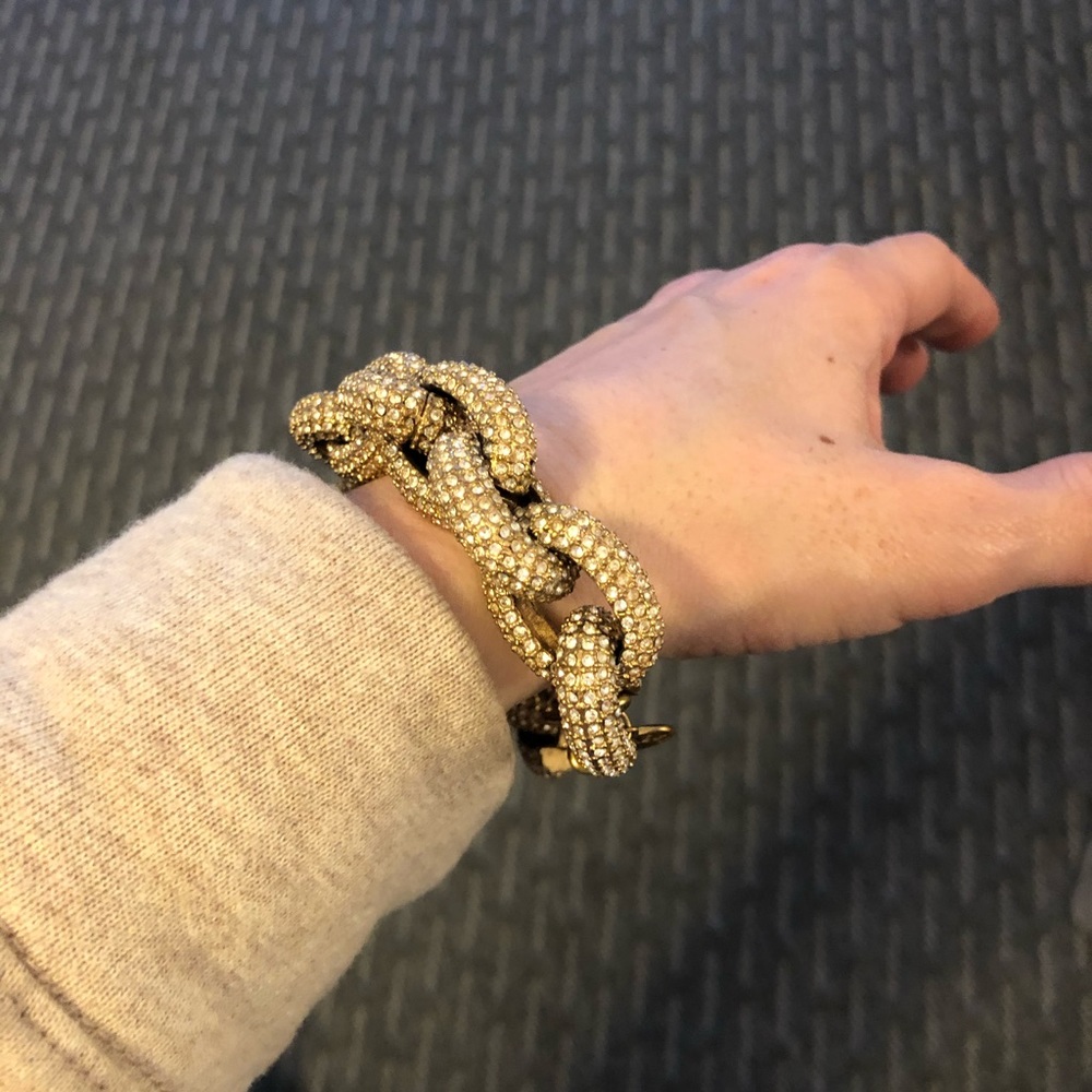 Crystal chain link bracelet - gold